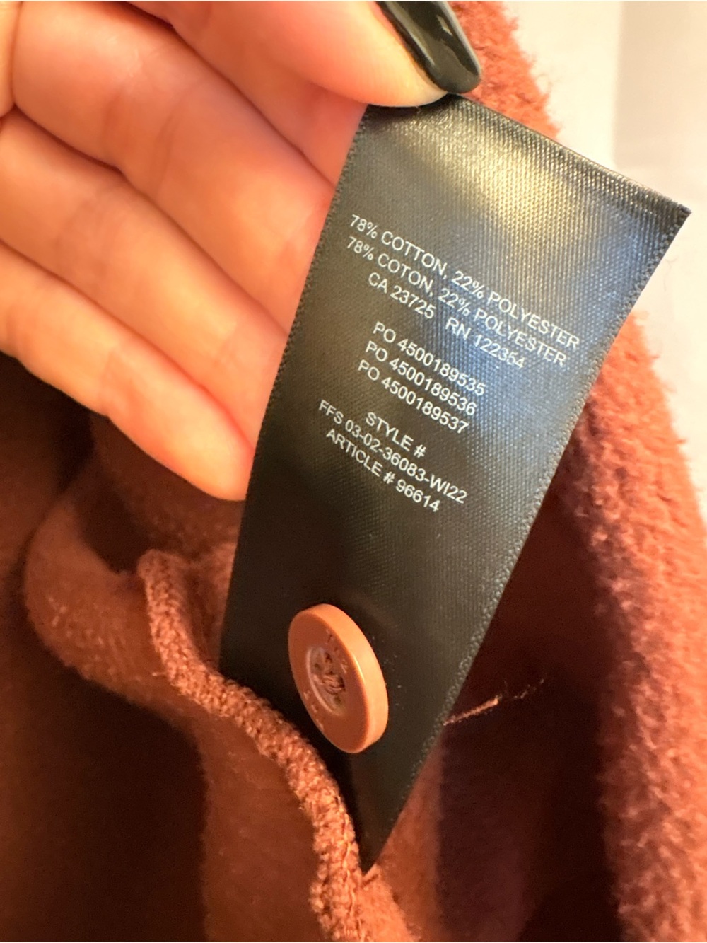 Small TNA Rust Button-Front Fleece Jacket - Picture 5 of 6